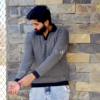 Grey Ribbed Full-Sleeve Polo Shirt